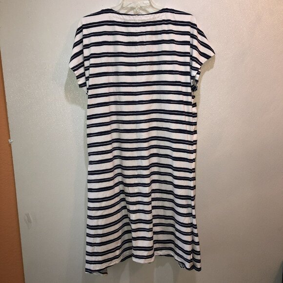 Lands End Plus Size 18 XL Knit Dress Striped Nautical Blue White Beach Casual - Picture 5 of 9